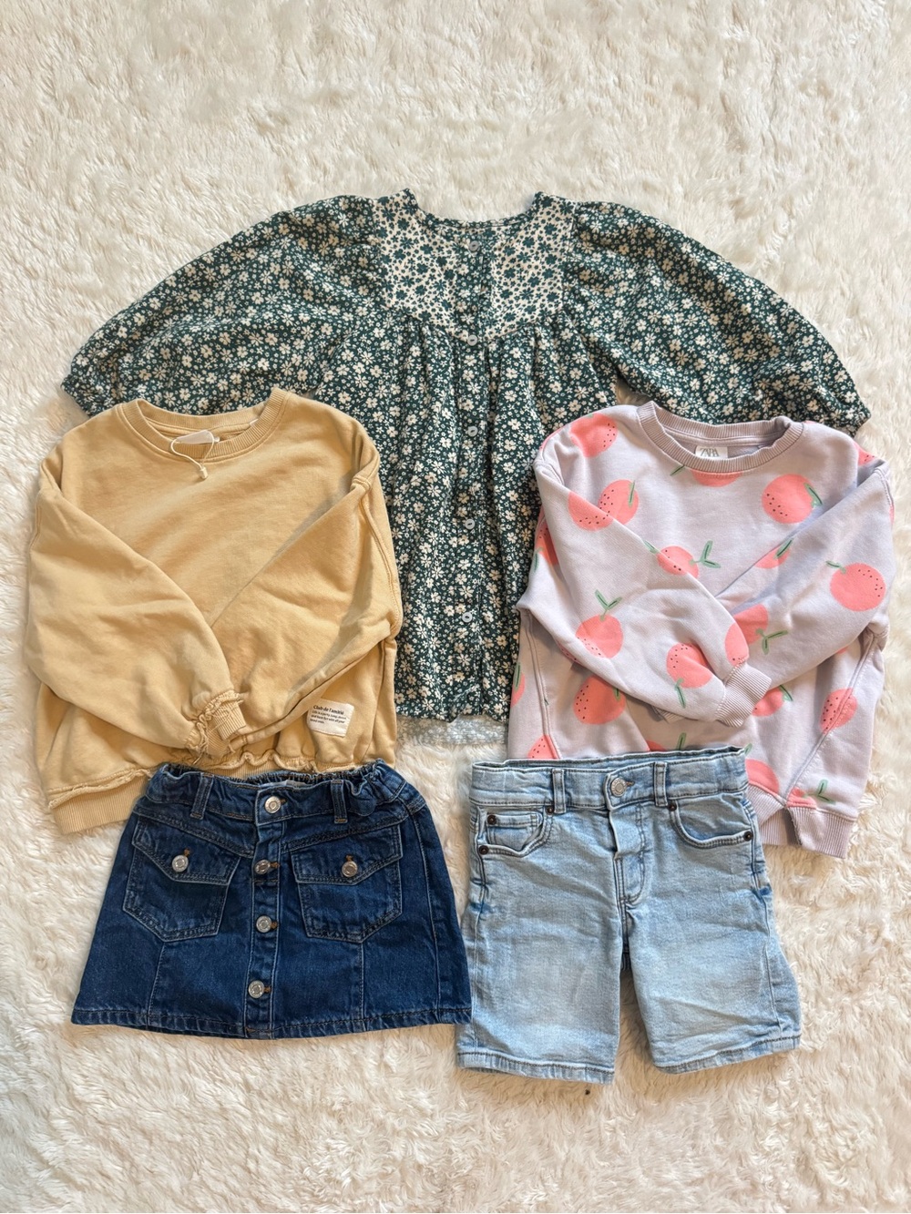 Zara Girls Pullover Sweatshirts, Denim & Dress 5-Piece Bundle - 5Y